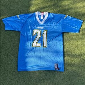 RARE VINTAGE EARLY 2000s LADANIAN TOMLINSON REEBOK PRINTED NFL CHARGERS JERSEY